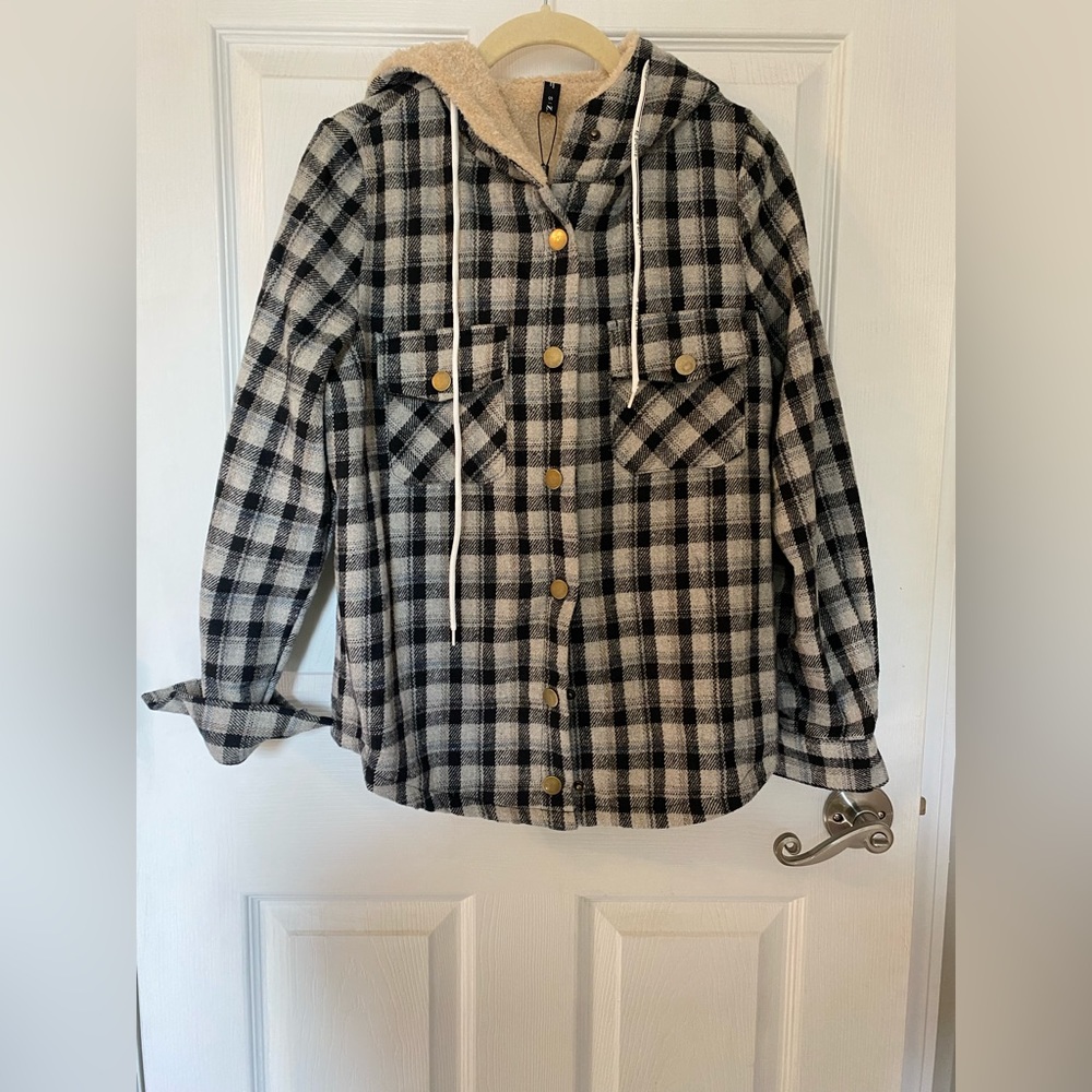 Fleece lined button down shacket